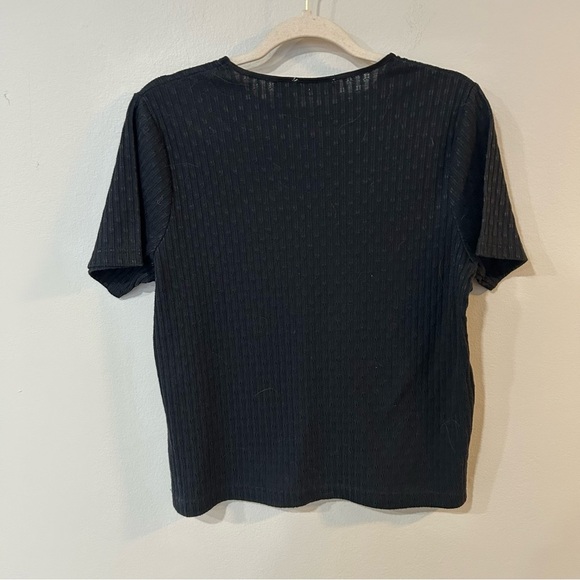 All Points By Reference Point Black Crewneck Embroidered Top Women’s Size Large - Picture 3 of 4